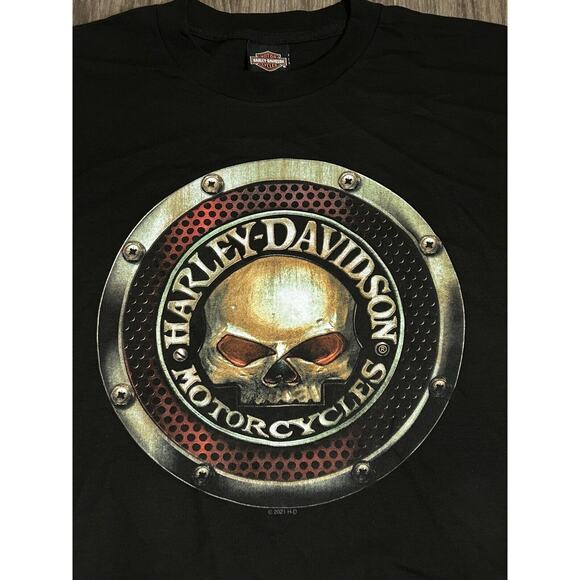 Harley-Davidson Men's T-Shirt BIG 3D Center Skull‎ 2021 Short Sleeve Size 2XL - Picture 2 of 5